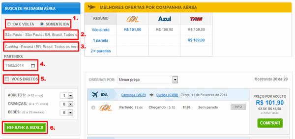 Tutorial dos Filtros de Passagem Aerea da CVC